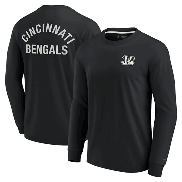Men's Cincinnati Bengals Black Signature Unisex Super Soft Long Sleeve T-Shirt